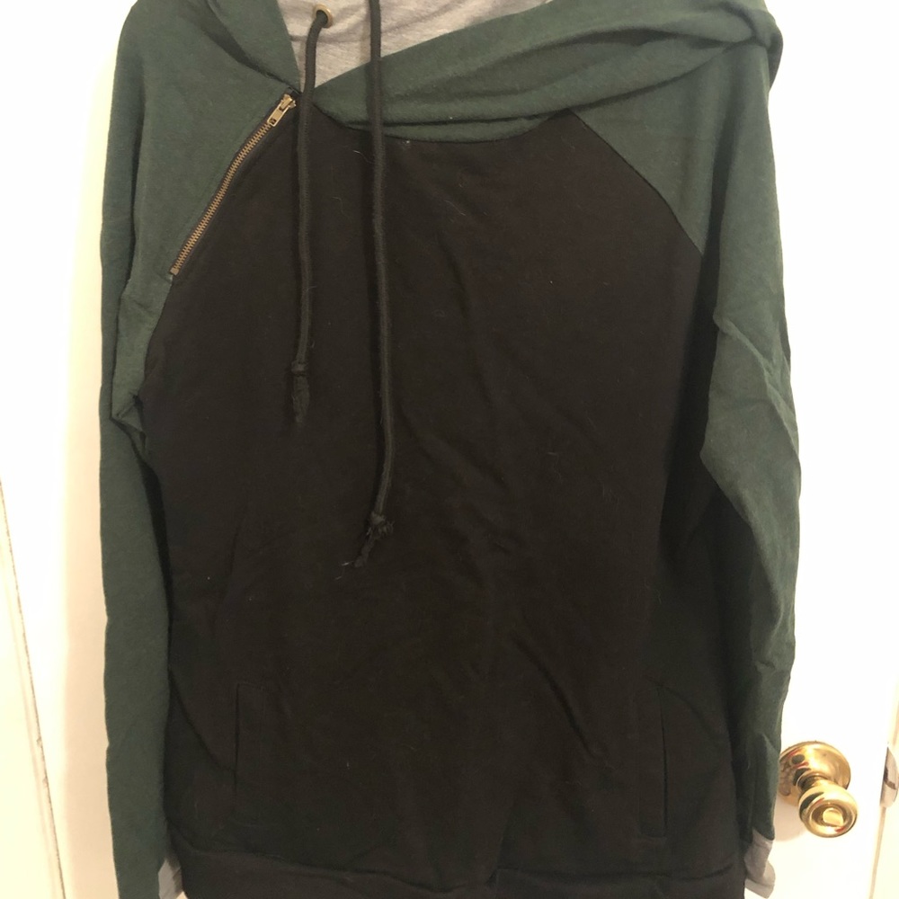 Green and black hoodie